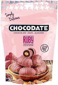 Chocodate Ruby 90gms - Silky Chocolate - Arabian Date - Roasted Almond - Perfect Snacking