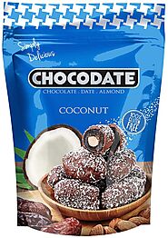 Chocodate Coconut - 250gm, Rich Silky Chocolate, Roasted Almonds, Velvety Arabian Dates, Low Cholesterol, No GMO, Glu...