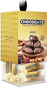Chocodate Exclusive Milk Chocolate Cube Box- 200gm, Rich Silky Chocolate, Roasted Almonds, Velvety Arabian Dates, Low...