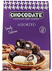 Chocodate Assorted- 33gm, Rich Silky Chocolate, Roasted Almonds, Velvety Arabian Dates, Low Calories, No GMO, Gluten ...
