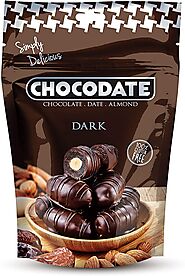 Chocodate Dark - 100gm, Rich Silky Chocolate, Roasted Almonds, Velvety Arabian Dates, Low Calories, No GMO, Gluten Fr...
