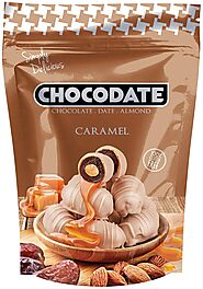 Chocodate Caramel - 250gm, Rich Silky Chocolate, Roasted Almonds, Velvety Arabian Dates, Low Calories , No GMO, Glute...