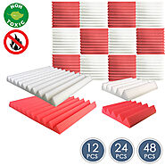 Arrowzoom Wedge Tiles Series Acoustic Foam - Pearl White x Red Bundle - KK1134