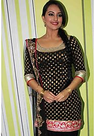 Sonakshi Sinha in a Black and Gold Punjabi Dress