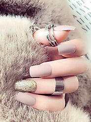 Taupe Square Press on Nails