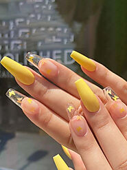 Matte Yellow Butterfly Press On Nails