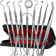 10 Pack Professional Plaque Remover Teeth Cleaning Tools Set, Stainless Steel Oral Care Hygiene Kit with Metal Plaque...