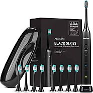 ADA Accepted Electric Toothbrush - 8 Brush Heads & Travel Case - Ultra Sonic Motor & Wireless Charging - 4 Modes w Sm...