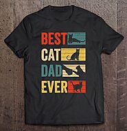 Best Cat Dad Ever Shirt Vintage Cat Daddy Tee Father's Day - Tee Cheap US