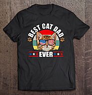 Best Cat Dad Ever Shirt Mens Cat Father Father Day Patriotic - Tee Cheap US