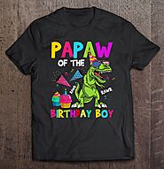 Dad Dinosaur Shirt Papaw Of The Birthday Boy - Tee Cheap US