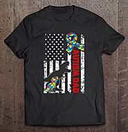 Dad Dinosaur Shirt Dad Usa Flag Autism Awareness - Tee Cheap US