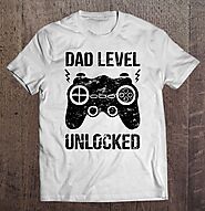 Pregnancy Announcement Shirt For Dad Mens Dad Level Unlocked - Tee Cheap US