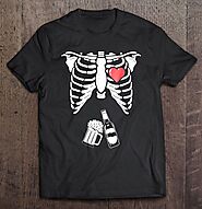 Pregnancy Announcement Shirt For Dad Skeleton Beer Xray - Tee Cheap US