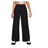 Floerns Women's Casual High Waisted Pleated Wide Leg Palazzo Pants Trousers