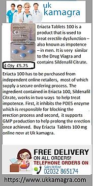 Eriacta sildenafil tablets used to treat male erectile dysfunction