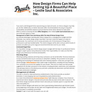 How Design Firms Can Help Setting Up A Beautiful Place – Leslie Saul & Associates Inc.