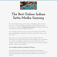 The Best Online Indian Satta Matka Gaming