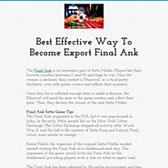 Best Effective Way To Become Export Final Ank