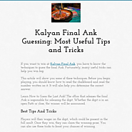 Kalyan Final Ank Guessing: Most Useful Tips and Tricks