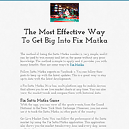 The Most Effective Way To Get Big Into Fix Matka