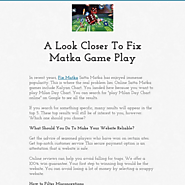 A Look Closer To Fix Matka Game Play