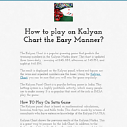 How to play on Kalyan Chart the Easy Manner?