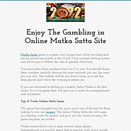 Enjoy The Gambling in Online Matka Satta Site