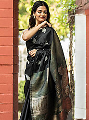 Drapery Black Silk Saree: Buy Modern Saree Online