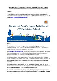 Benefits Of Co-Curricular Activities at CBSE Affiliated School