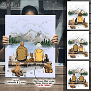 Hiking Mountain Cat Couple Canvas Print
