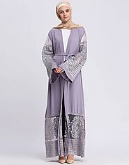 Abaya Cardigan in lace Hijabi Dress:Arabic Attire