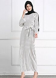 Latest Abaya Muslim Striped dress: Arabicattire:Arabic Attire