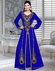 abaya with embroidery Blue Color:Arabic Attire