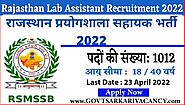 Lab Assistant Recruitment 2022 Notification: RSMSSB