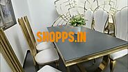 Marble top SS golden diniung table chairs India home delivery