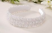 Darice V35231-01 Pearl Beaded Bridal Headband, White, 1-Inch : Bridal HeadBands