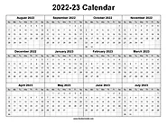 August 2022 to July 2023 Calendar Printable | Split Year Calendar 2022-23