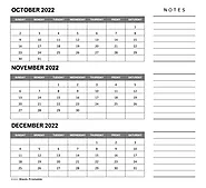Best Designs for October to December 2022 Calendar with Notes