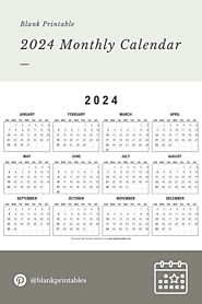 2024 Monthly Calendar Printable Template - United States Holidays