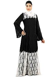 Adifaah Abaya Flared, Fancy, Black Color, Evening, Net Fabric:Arabic Attire