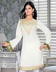 Adorable Salwar Kaftan White Color:Arabic Attire