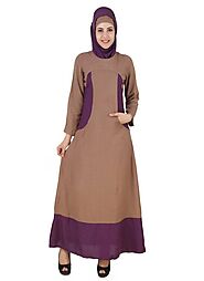 Afreen Khaki Rayon Abaya Beige Beige Color, Rayon Fabric:Arabic Attire