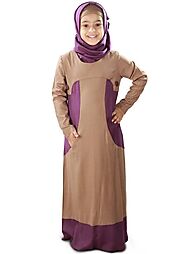 Afreen Khaki Rayon Kid's Abaya Light Brown Color, Kids, Rayon Fabric:Arabic Attire