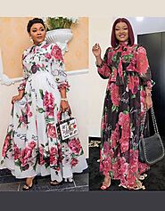 African Flowers Printed Abaya:Arabic Attire