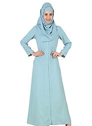 Afsana Sky Blue Rayon Abaya Light Blue Color, Casual, Front Open, Rayon Fabric:Arabic Attire