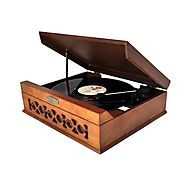 Pyle Home PVNTT6UMT Vintage Style Phonograph/Turntable with USB-To-PC Connection (Dark Maple)