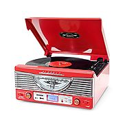 Pyle PTR8UR Retro Turntable with Vinyl-to-MP3 Encoding, USB & SD Memory Card Readers, AM/FM Radio, Aux (3.5mm) Input,...