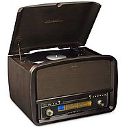 Electrohome Signature Vinyl Record Player Classic Turntable Natural Wood Hi-Fi Stereo System with AM/FM, CD, USB for ...