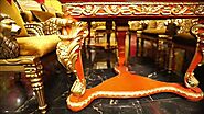 Royal Dining Table European Style Hand Carving Lion Head Chairs